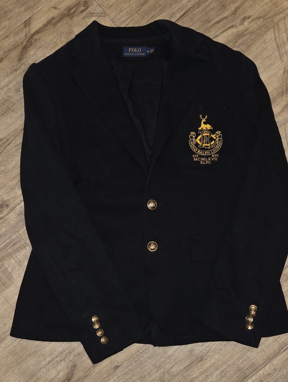 Polo by Ralph Lauren Black Blazer with Gold Crest and Buttons